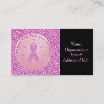 Breast Cancer Pink Ribbon Glitter Business Card