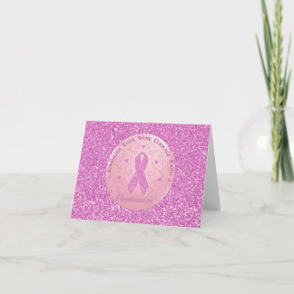 Breast Cancer Pink Ribbon Glitter Card