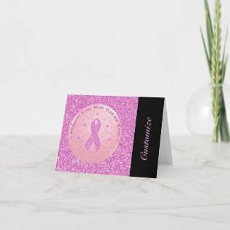 Breast Cancer Pink Ribbon Glitter Card 2
