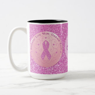 Breast Cancer Pink Ribbon Glitter Mug