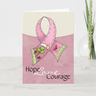 Breast Cancer Pink Ribbon Hope Love Courage Card