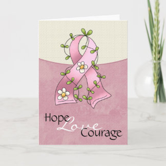 Breast Cancer Pink Ribbon Hope Love Courage Card 2