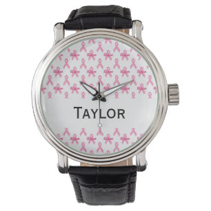 Breast Cancer Pink Ribbon Hope Personalized Watch