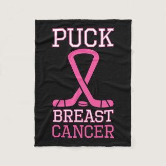 Breast Cancer Pink Ribbon Ice Hockey Cancer Day  Fleece Blanket
