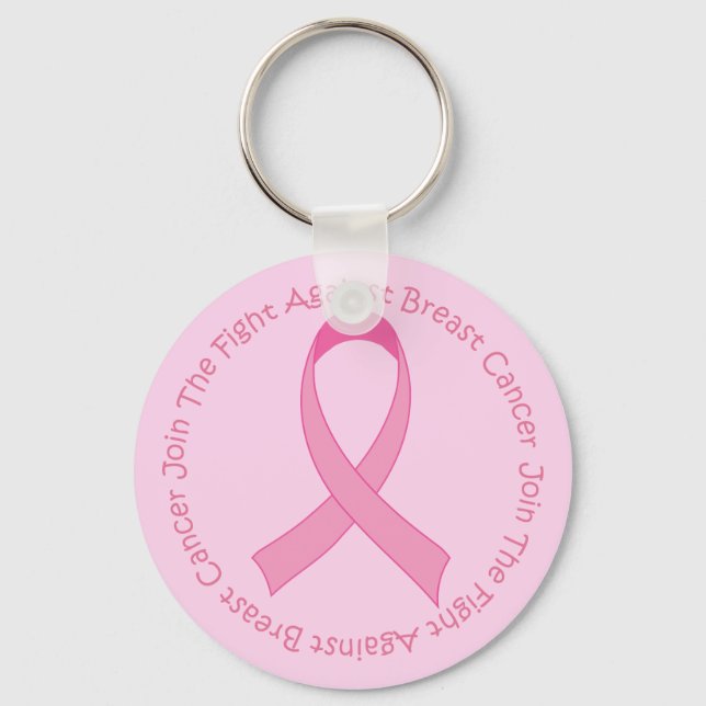 Breast Cancer Pink Ribbon Keychain (Front)