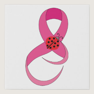 Breast Cancer Pink Ribbon Ladybug Luck Canvas