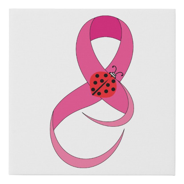 Breast Cancer Pink Ribbon Ladybug Luck Canvas (Front)