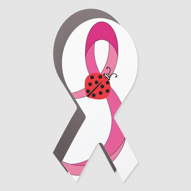 Breast Cancer Pink Ribbon Ladybug Luck Magnet (Front)