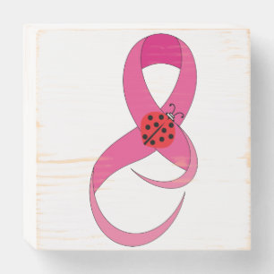 Breast Cancer Pink Ribbon Ladybug Luck Wood Box