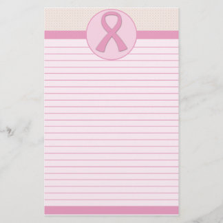 Breast Cancer Pink Ribbon Lined Stationery