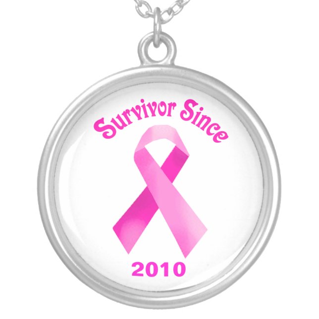 Breast Cancer Pink Ribbon Necklace (Front)