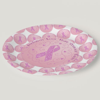 Breast Cancer Pink Ribbon Paper Plates