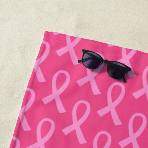 Breast Cancer Pink Ribbon Pattern Beach Towel