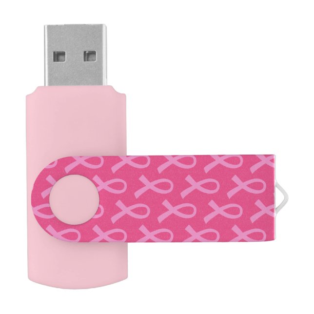 Breast Cancer Pink Ribbon Pattern Flash Drive (Opened)