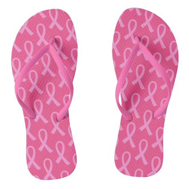 Pink ribbon flip discount flops