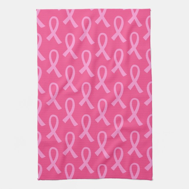 Breast Cancer Pink Ribbon Pattern Kitchen Towel (Vertical)