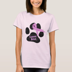 Breast Cancer Pink Ribbon Paw Print T-Shirt