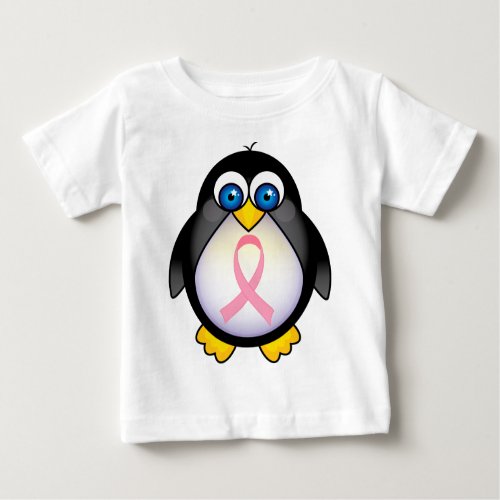 Breast Cancer Pink Ribbon Penguin Gift Baby T_Shirt