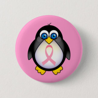 Breast Cancer Pink Ribbon Penguin Gift Button