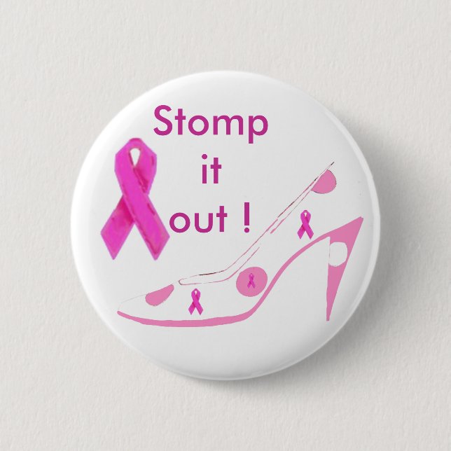 Breast Cancer Pink Ribbon Pinback Button (Front)