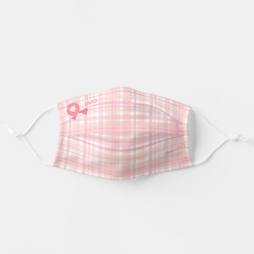 Breast Cancer Pink Ribbon Plaid Adult Cloth Face Mask