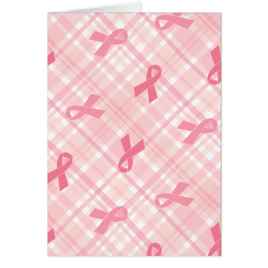 Breast Cancer Pink Ribbon Plaid Pattern Cards (Front)