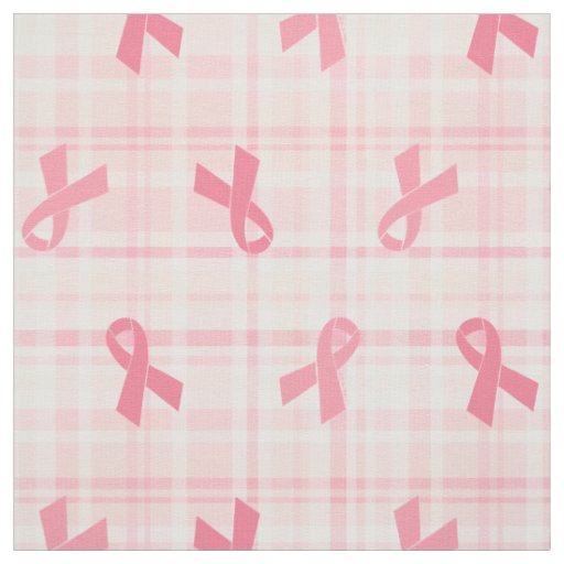 Breast Cancer Pink Ribbon Plaid Pattern Fabric