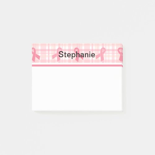 Breast Cancer Pink Ribbon Plaid Pattern Post_it Notes