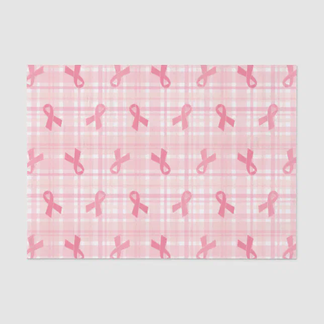 Pink Ribbon Tissue Breast Cancer Pink Ribbon Plaid Pattern Tissue Paper | Zazzle