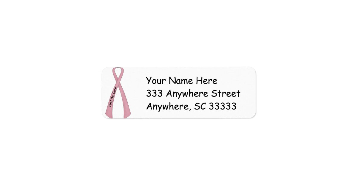 Breast cancer pink ribbon return address labels Zazzle