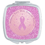 Breast Cancer Pink Ribbon Square Compact Mirror at Zazzle