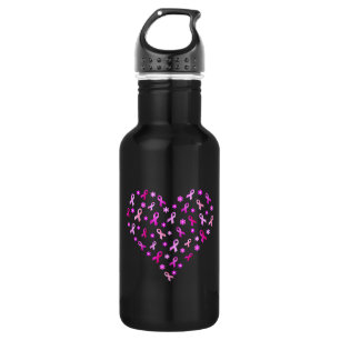 Breast Cancer Pink Ribbon Stainless Steel Water Bottle