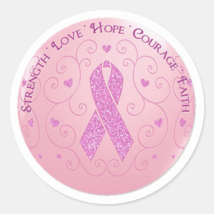 Breast Cancer Pink Ribbon Stickers