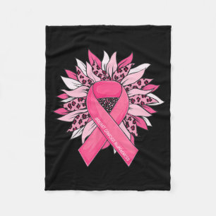 Breast Cancer Pink Ribbon Sunflower Breast Cancer Fleece Blanket