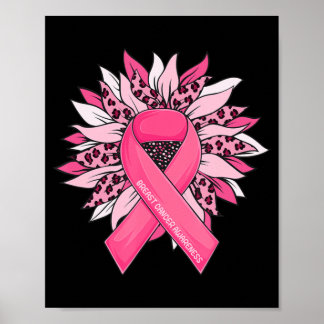 Breast Cancer Pink Ribbon Sunflower Breast Cancer  Poster