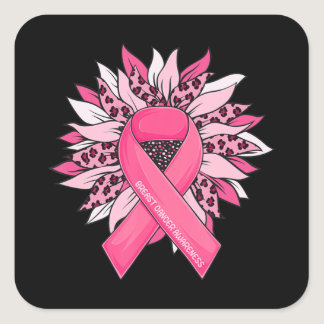 Breast Cancer Pink Ribbon Sunflower Breast Cancer  Square Sticker