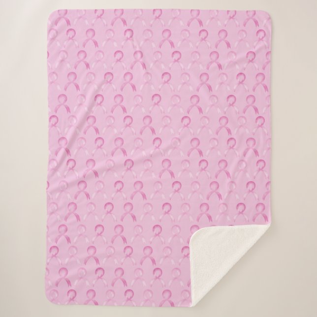 Breast Cancer, Pink Ribbon, Support, Gift #cancer Sherpa Blanket (Front)