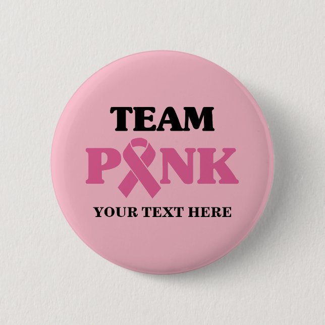 Breast Cancer Pink Ribbon Team Button (Front)