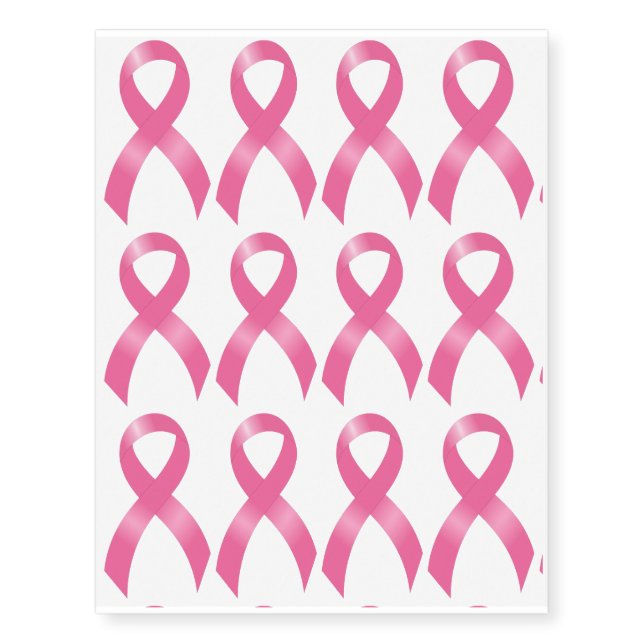 Breast Cancer Pink Ribbon Temporary Tattoos (Front)