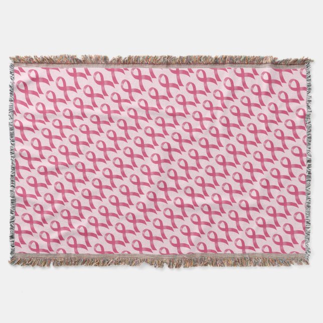Breast Cancer Pink Ribbon Throw Blanket (Front)