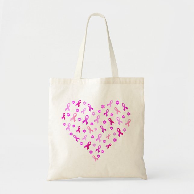 Breast Cancer Pink Ribbon Tote Bag (Front)