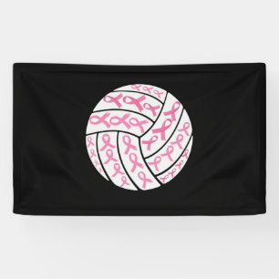 Breast Cancer Pink Ribbon Volleyball Awareness Banner