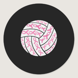 Breast Cancer Pink Ribbon Volleyball Awareness Classic Round Sticker
