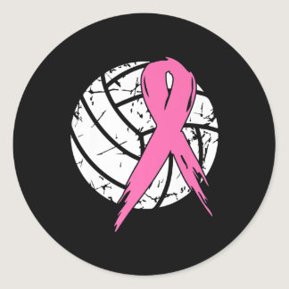 Breast Cancer Pink Ribbon Volleyball Awareness Cos Classic Round Sticker