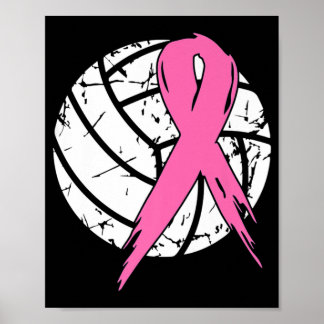 Breast Cancer Pink Ribbon Volleyball Awareness Cos Poster