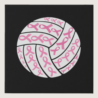 Breast Cancer Pink Ribbon Volleyball Awareness Faux Canvas Print
