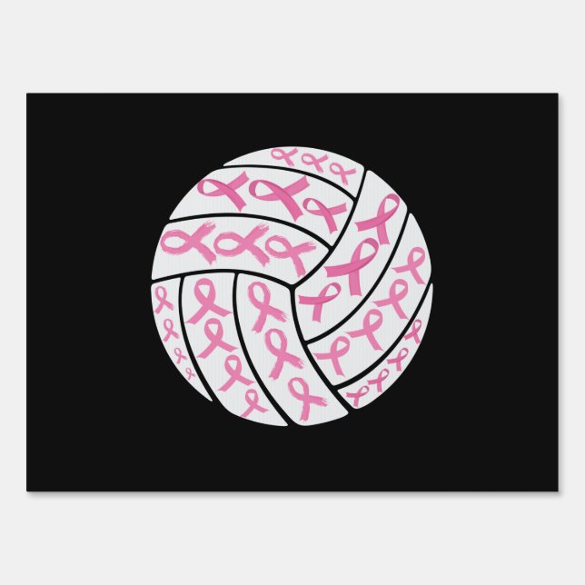 Breast Cancer Pink Ribbon Volleyball Awareness Sign (Front)