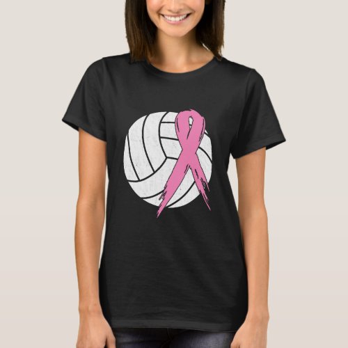 Breast Cancer Pink Ribbon Volleyball Awareness T_Shirt