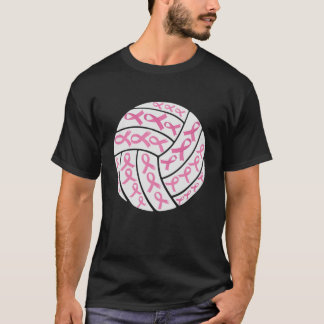 Breast Cancer Pink Ribbon Volleyball Awareness T-Shirt