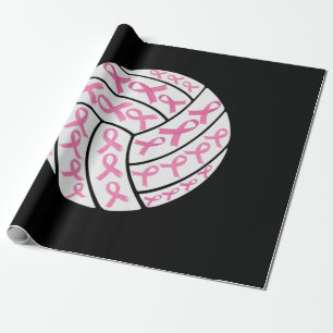 Breast Cancer Pink Ribbon Volleyball Awareness Wrapping Paper